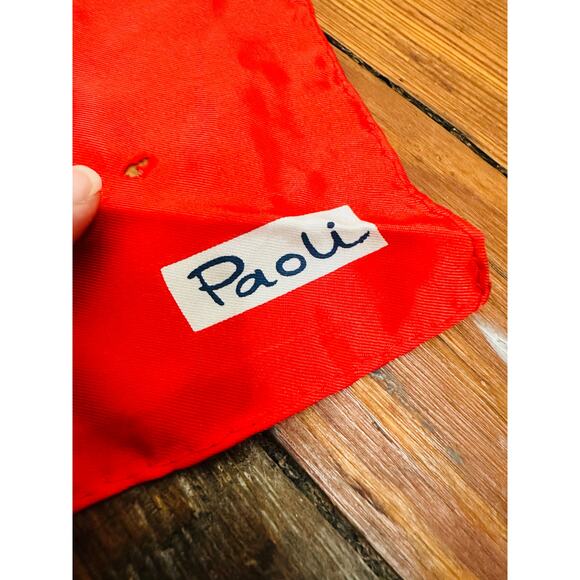 Vintage Paoli Red White Blue Geometric Abstract Rope Design 1960/70s Scarf - Picture 4 of 8